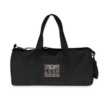 April 1956, Born in april 1956 - 69th birthday - Recycled Canvas Sports Bag by Stanley/Stella - black - Front