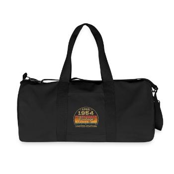 April 1954, birthday April 1954, gift April 1954 - Recycled Canvas Sports Bag by Stanley/Stella - black - Front