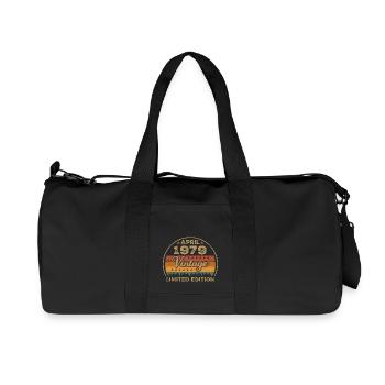 April 1979, birthday April 1979, gift April 1979 - Recycled Canvas Sports Bag by Stanley/Stella - black - Front