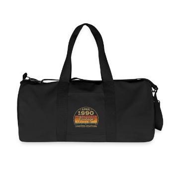 April 1990, birthday April 1990, gift April 1990 - Recycled Canvas Sports Bag by Stanley/Stella - black - Front