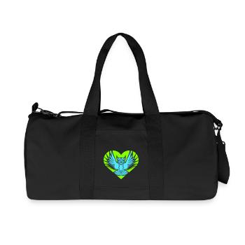 hibou coeur symbole forme oiseau amour aigle hibou volant cool - Sac de sport en toile recyclée Stanley/Stella - noir - Devant