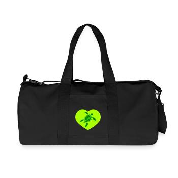 Turtle I Love Heart Symbol Love Logo Cute Cool - Recycled Canvas Sports Bag by Stanley/Stella - black - Front