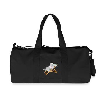 Baby elephant is sleeping on the deck chair - Recycled Canvas Sports Bag by Stanley/Stella - black - Front