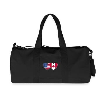 USA Kanada Flagge Herz - Recycelte Canvas-Sporttasche von Stanley/Stella - Schwarz - Vorne