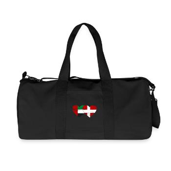 United Arab Emirates Denmark Flag Heart - Recycled Canvas Sports Bag by Stanley/Stella - black - Front