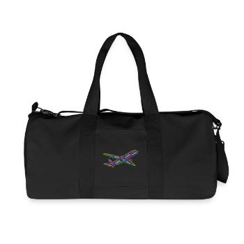 Colorful Airplane Flyer Kids Men Boys Pilot - Recycled Canvas Sports Bag by Stanley/Stella - black - Front