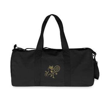 Minimalist silhouette cat tennis player - Recycled Canvas Sports Bag by Stanley/Stella - black - Front