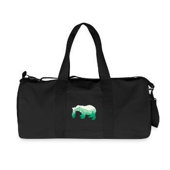 Bear - The Great Mountain Bear Animal Lover Gift - Recycled Canvas Sports Bag by Stanley/Stella - black - Front