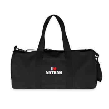 I love Nathan Rotes Herz Liebe Fan Geschenk - Recycelte Canvas-Sporttasche von Stanley/Stella - Schwarz - Vorne