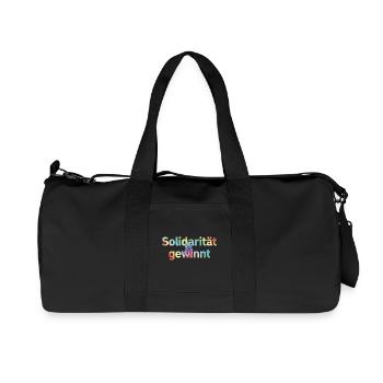 Solidarität gewinnt Statement Pride Fans LGBTQ - Recycelte Canvas-Sporttasche von Stanley/Stella - Schwarz - Vorne