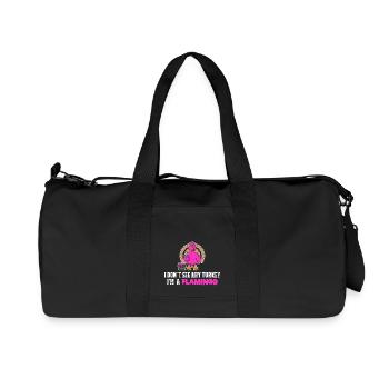 Thanksgiving Pink Turkey Hiding As Flamingo Gift - Recycled Canvas Sports Bag by Stanley/Stella - black - Front