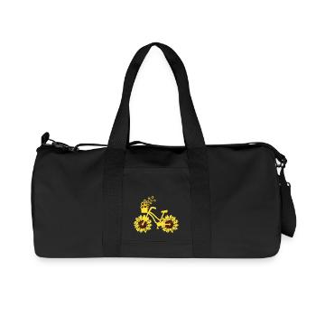 Vélo tournesol vélo cyclisme hippie vacances d’été - Sac de sport en toile recyclée Stanley/Stella - noir - Devant