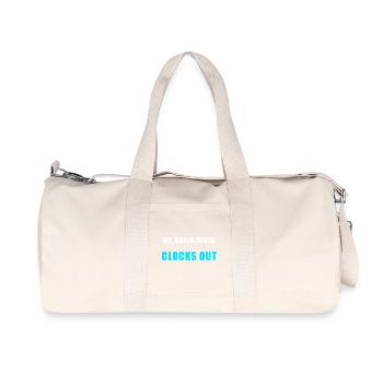 My Brain Never Clocks Out – Lustiges Shirt - Recycelte Canvas-Sporttasche von Stanley/Stella - Naturweiß - Vorne