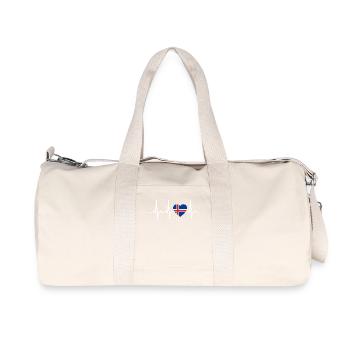 I LOVE ekg heartbeat Island iceland - Recycled Canvas Sports Bag by Stanley/Stella - natural - Front