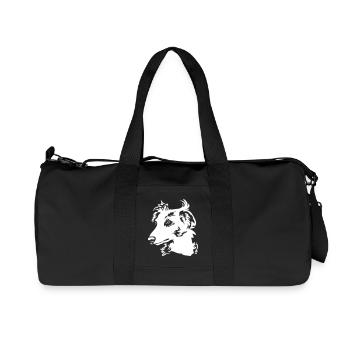 Tête de Whippet à poil long "Black Edition" - Sac de sport en toile recyclée Stanley/Stella - noir - Devant