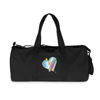 Stand up paddling with a lot of heart on the beach - Recycled Canvas Sports Bag by Stanley/Stella - black - Front