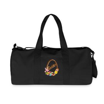 decorated Easter egg relief in wood look - Recycled Canvas Sports Bag by Stanley/Stella - black - Front