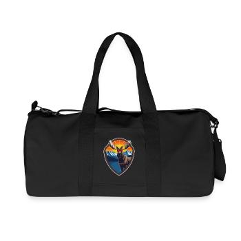 Cool moose with sunglasses, hiking, mountains - Recycled Canvas Sports Bag by Stanley/Stella - black - Front