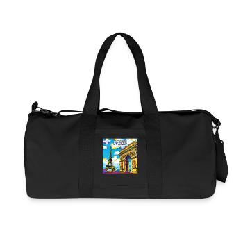 Paris Pop Art: Eiffel-Arc-Traumlandschaft - Recycelte Canvas-Sporttasche von Stanley/Stella - Schwarz - Vorne