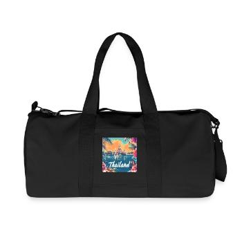 Thailand Temple Sunset Floral Paradise - Recycled Canvas Sports Bag by Stanley/Stella - black - Front