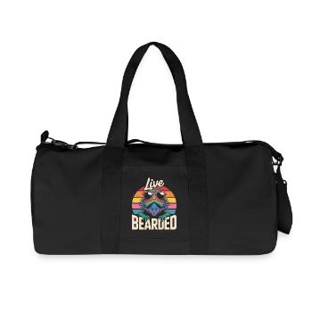 Live Bearded! Bearded Dragon Reptile Terraristics - Recycled Canvas Sports Bag by Stanley/Stella - black - Front