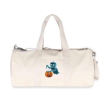 Spooky Minibot with Pumpkin Basket - Recycled Canvas Sports Bag by Stanley/Stella - natural - Front