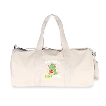 Dinosaure Maternelle Primaire Enfants - Sac de sport en toile recyclée Stanley/Stella - blanc naturel - Devant