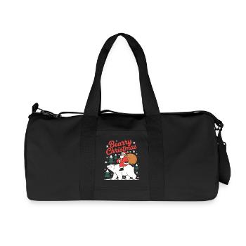 Bearry Christmas Bear Santa Xmas - Recycled Canvas Sports Bag by Stanley/Stella - black - Front
