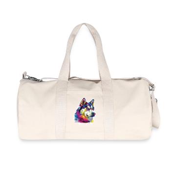 Art animalier de loup - Sac de sport en toile recyclée Stanley/Stella - blanc naturel - Devant