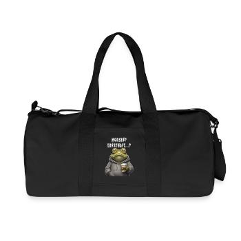 Morning lazy frog with coffee Tomorrow Seriously? - Recycled Canvas Sports Bag by Stanley/Stella - black - Front