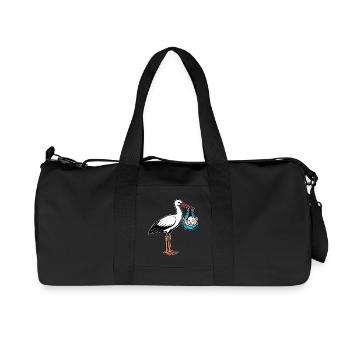 Stork with Baby Peace in Cloth Blue - Recycled Canvas Sports Bag by Stanley/Stella - black - Front