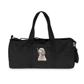 Banksy Style Poodle Dogs Butterfly Vintage - Recycled Canvas Sports Bag by Stanley/Stella - black - Front