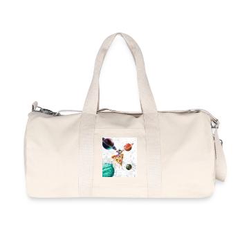 Astronaut Rides Pizza Space T-Shirt - Recycled Canvas Sports Bag by Stanley/Stella - natural - Front