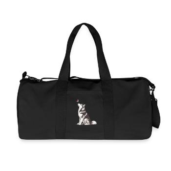 4. Cadeau de husky sibérien pour propriétaires de chiens - Sac de sport en toile recyclée Stanley/Stella - noir - Devant
