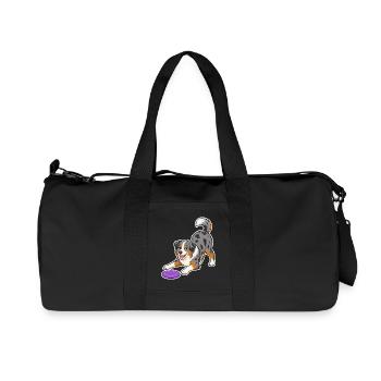 Australian Shepherd with purple Frisbee - Recycled Canvas Sports Bag by Stanley/Stella - black - Front
