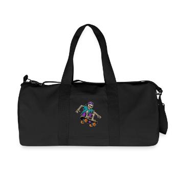 Motif de T-shirt vintage Squelette Skateur Squelette - Sac de sport en toile recyclée Stanley/Stella - noir - Devant