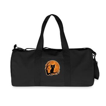 Chat noir devant une pleine lune Motif d’Halloween - Sac de sport en toile recyclée Stanley/Stella - noir - Devant
