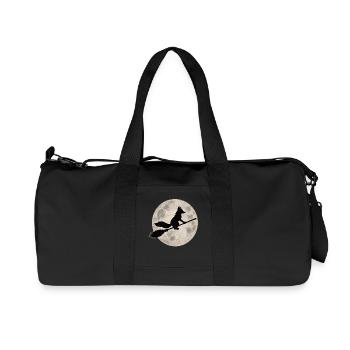 Halloween Fox Witch Vintage Full Moon Motif - Recycled Canvas Sports Bag by Stanley/Stella - black - Front