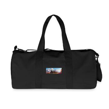 Nostalgic Railway Train with Steam Locomotive - Recycled Canvas Sports Bag by Stanley/Stella - black - Front
