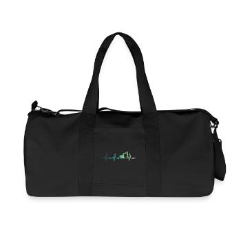excavator construction site heartbeat excavator - Recycled Canvas Sports Bag by Stanley/Stella - black - Front