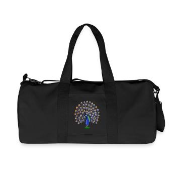 Illustration de plume de paon colorée - Sac de sport en toile recyclée Stanley/Stella - noir - Devant