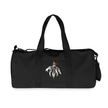 Schwarzweiß Blume mit Schmetterling kleiner Fuchs - Recycelte Canvas-Sporttasche von Stanley/Stella - Schwarz - Vorne