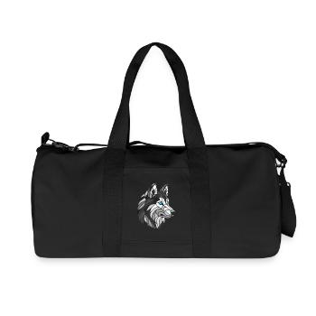 Schwarz-weißer Husky mit blauen Augen, geometrisch - Recycelte Canvas-Sporttasche von Stanley/Stella - Schwarz - Vorne