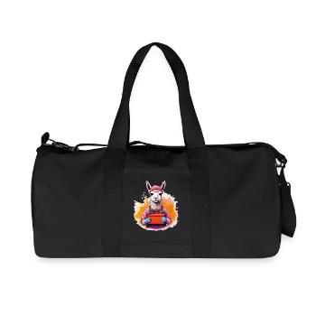 Lama mit Blumen und Beanie - Recycelte Canvas-Sporttasche von Stanley/Stella - Schwarz - Vorne