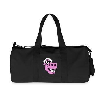 Hippopotamus Captain Face Funny Cute Cartoon Comic - Recycled Canvas Sports Bag by Stanley/Stella - black - Front