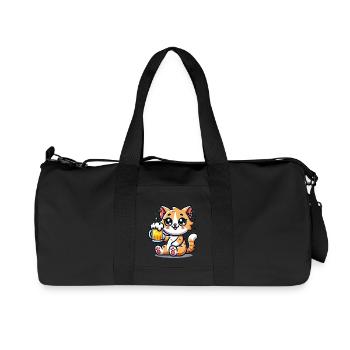 Cute Cat Drinking Beer - Recycelte Canvas-Sporttasche von Stanley/Stella - Schwarz - Vorne