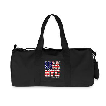 Graphiques de lettrage du drapeau des États-Unis à New York - Sac de sport en toile recyclée Stanley/Stella - noir - Devant