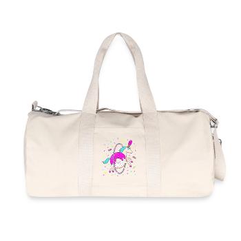 Cute 6th Birthday Unicorn Donut - Recycled Canvas Sports Bag by Stanley/Stella - natural - Front