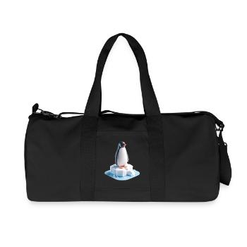 Pinguin auf Eisblock 3D - Recycelte Canvas-Sporttasche von Stanley/Stella - Schwarz - Vorne