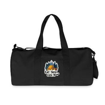 Camping Spruch Eat Sleep Camp Repeat Camper Outdoo - Recycled Canvas Sports Bag by Stanley/Stella - black - Front